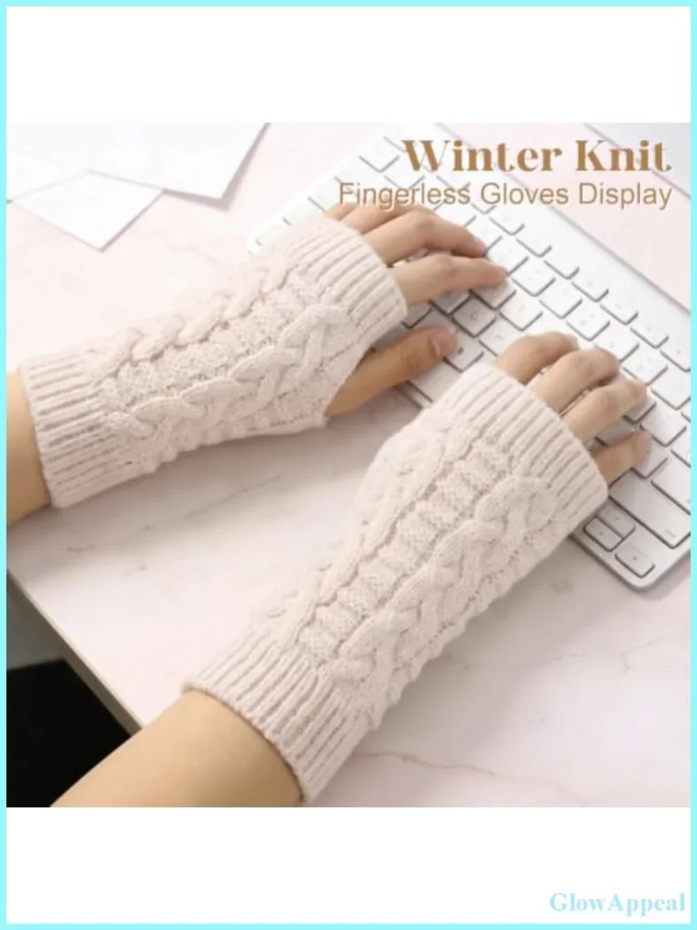 Fingerless Gloves Knit Arm Warmers Women Winter Cable Crochet Thumb Hole One
